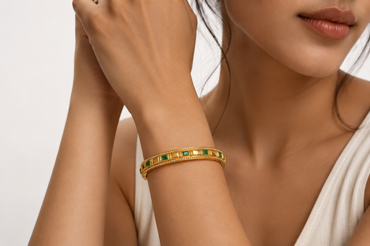 Gold plated Emerald bangle
