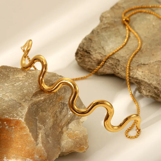 Gold Wave Melt Statement Choker For Women