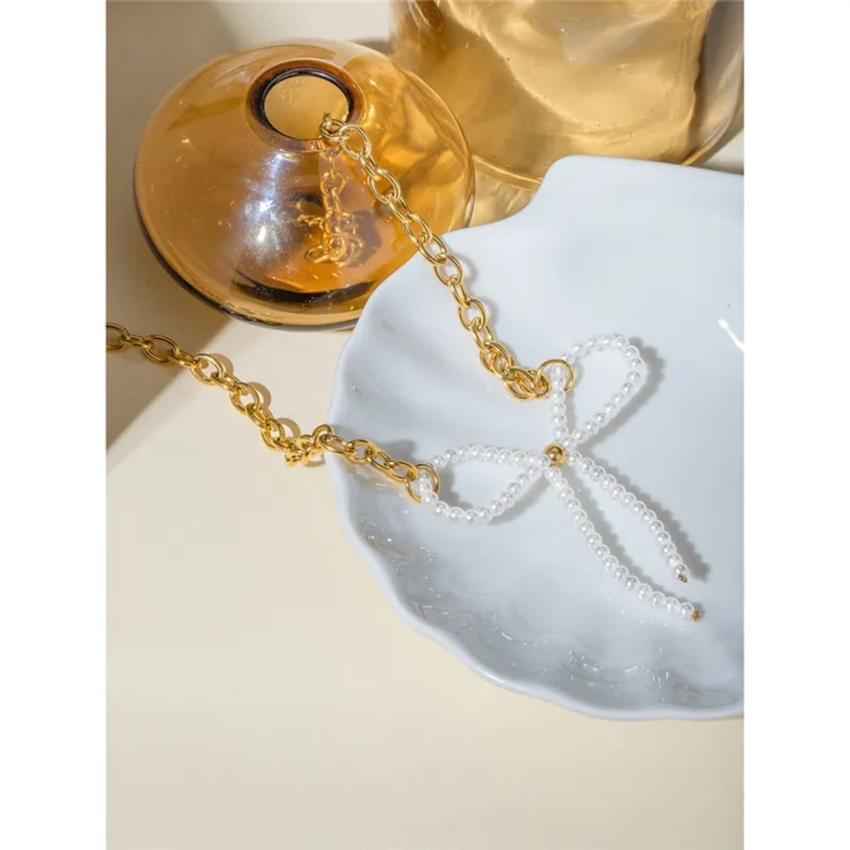 Pearl Bow Grace Necklace