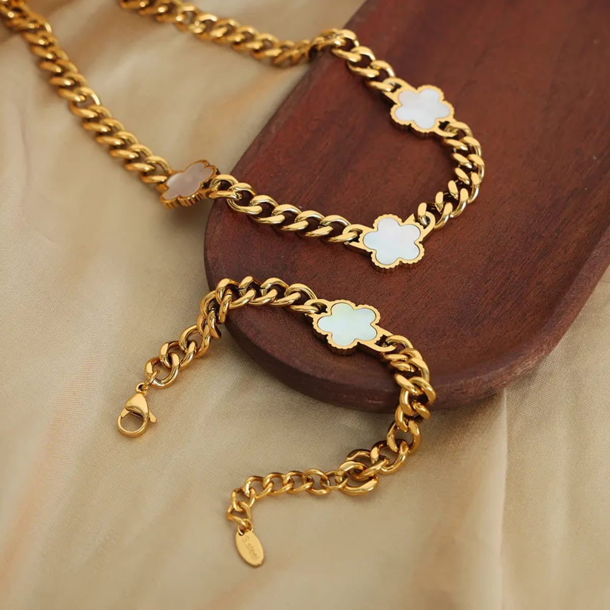 Gold Pearl Clover Necklace