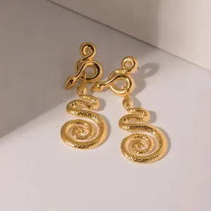 Gold Serpent Spiral Earrings