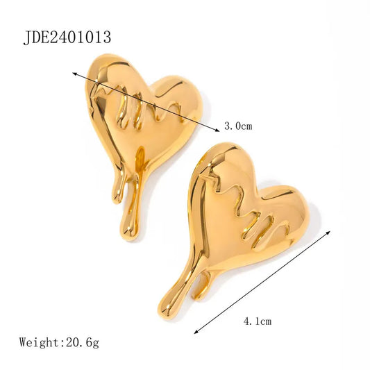 Molten Heart Stud Earrings