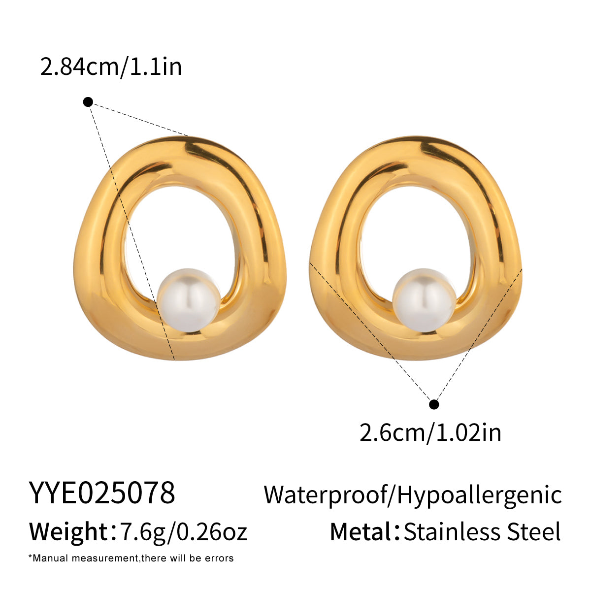 Gold Organic Pearl Loop Earrings