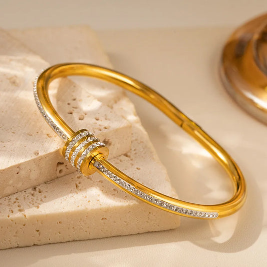 Gold plated screw bangle