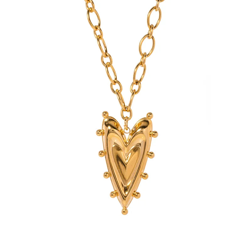 Gold Edgy Heart Pendant Chain