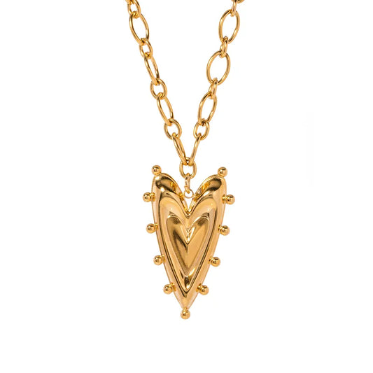 Gold Edgy Heart Pendant Chain