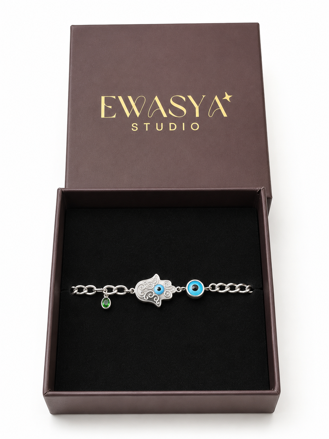 Premium silver plated Hamsa rakhi