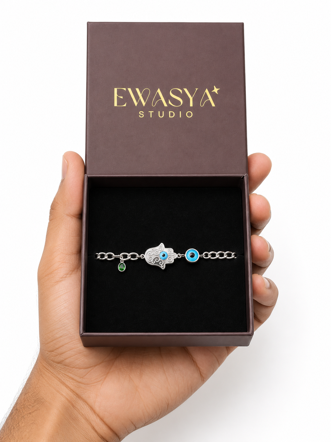 Premium silver plated Hamsa rakhi