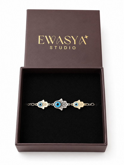 Triple Evil Eye Hamsa Bracelet