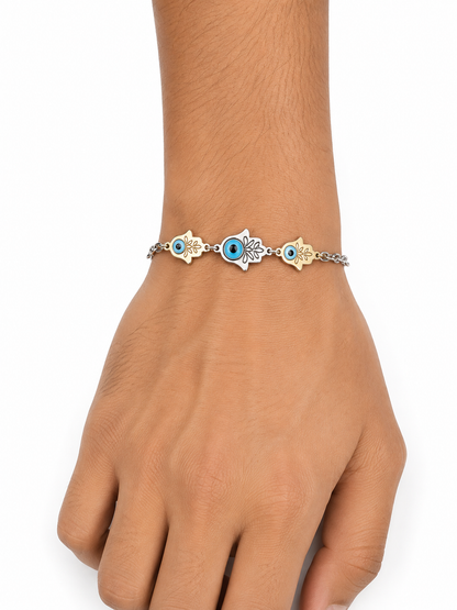 Triple Evil Eye Hamsa Bracelet