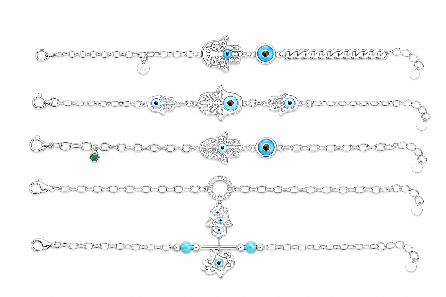 5 Silver plated Rakhi combo