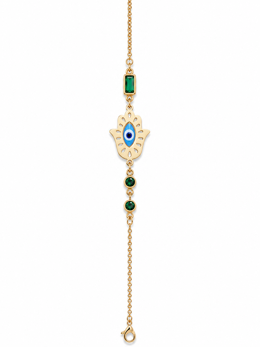 Emerald Evil Eye Rakhi – Gold Finish