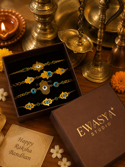 4 Goldplated Rakhi combo