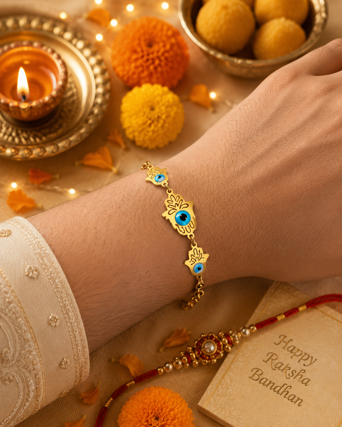 Trinity Rakhi – Gold Finish