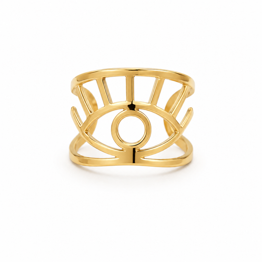waterproof evil eye adjustable ring