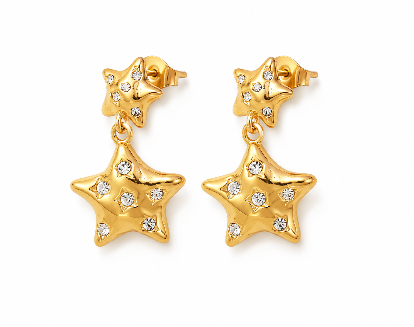 Gold Star Dangler Earrings
