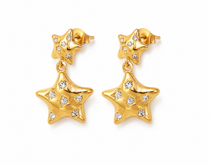 Gold Star Dangler Earrings