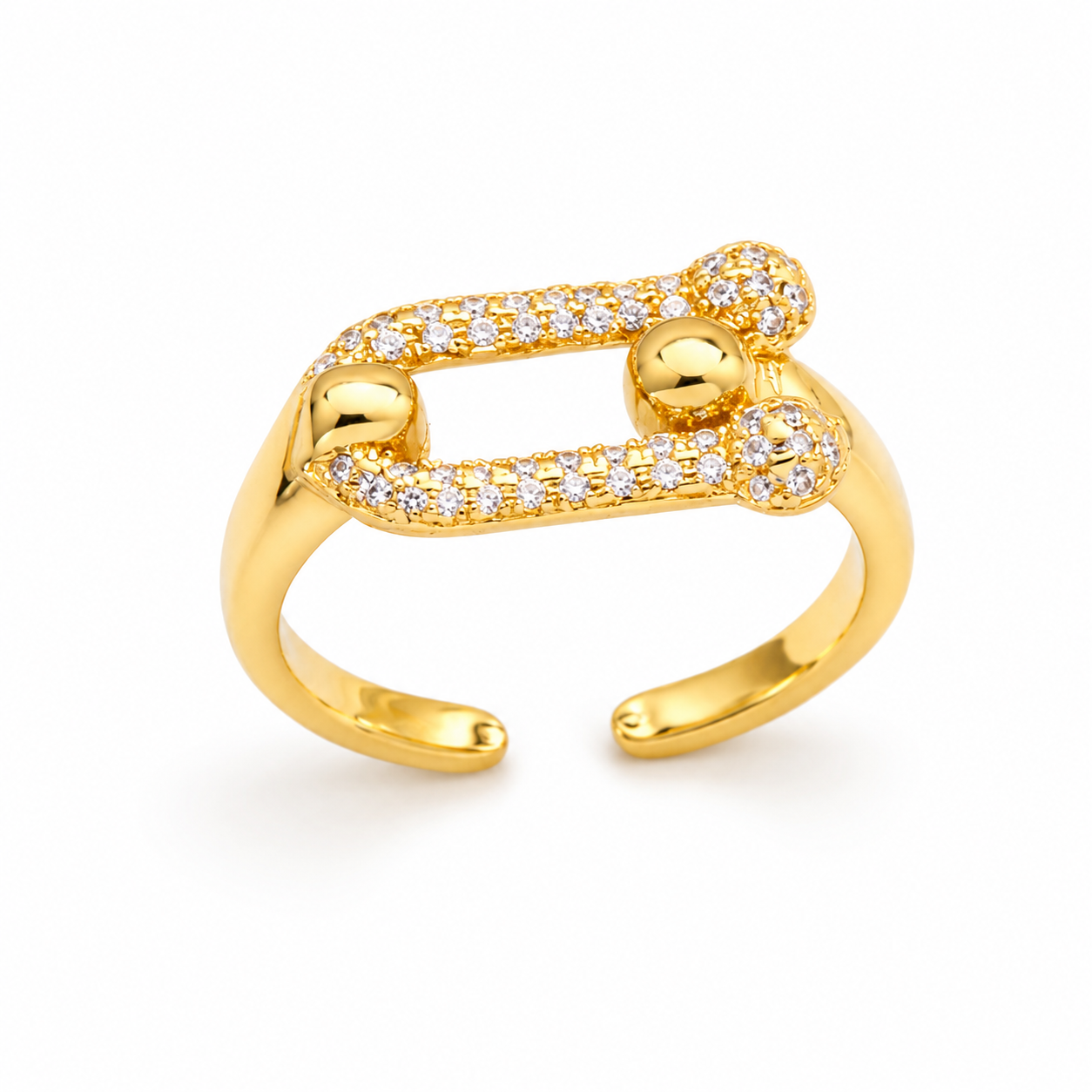 Elegant U-Link Crystal Ring For Women