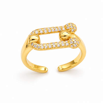 Elegant U-Link Crystal Ring For Women