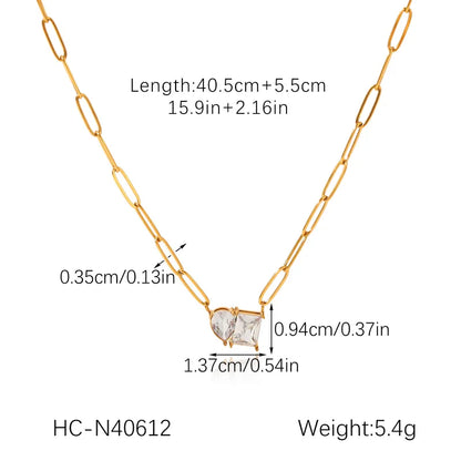 Gold Twin Stone Pendant Chain For Women