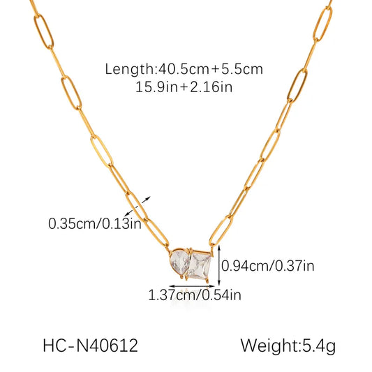 Gold Twin Stone Pendant Chain For Women