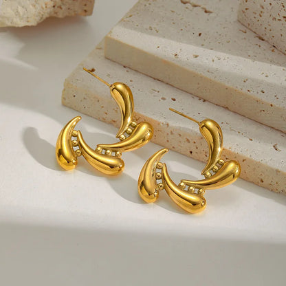 Gold Liquid Curve Hoop Earrings