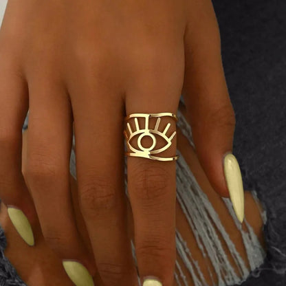 waterproof evil eye adjustable ring