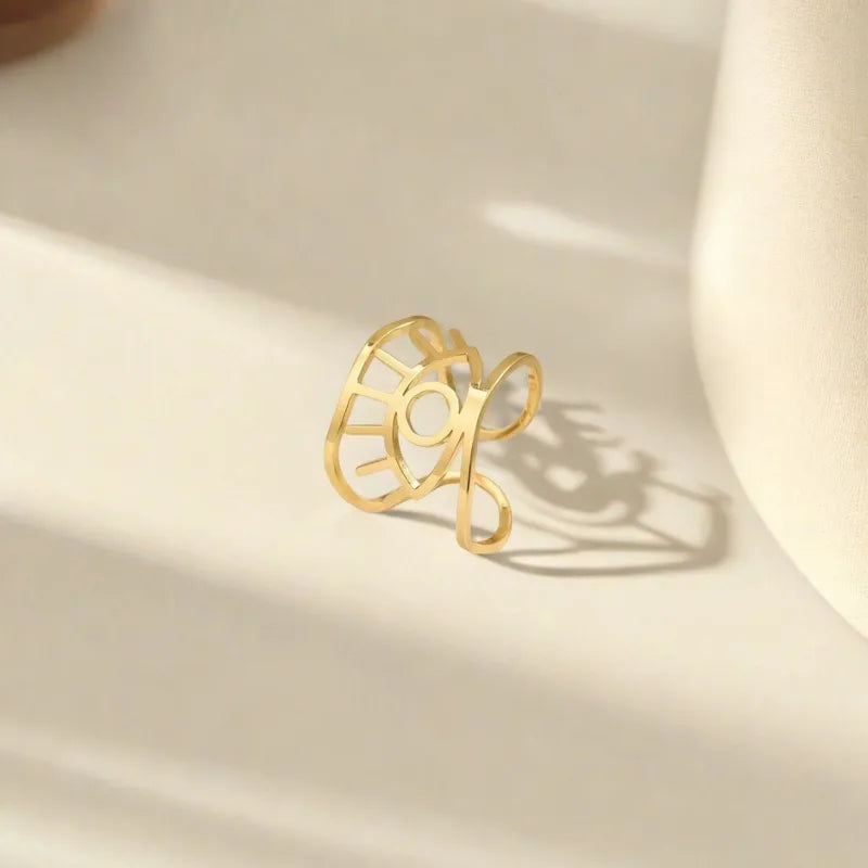 waterproof evil eye adjustable ring