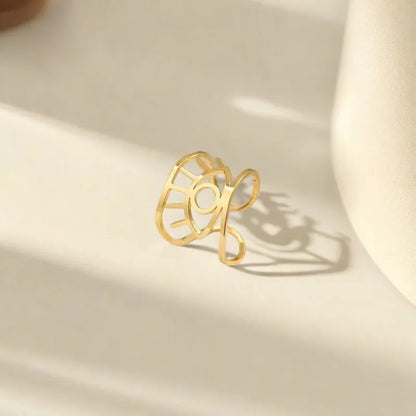 waterproof evil eye adjustable ring