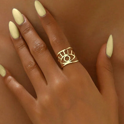 waterproof evil eye adjustable ring