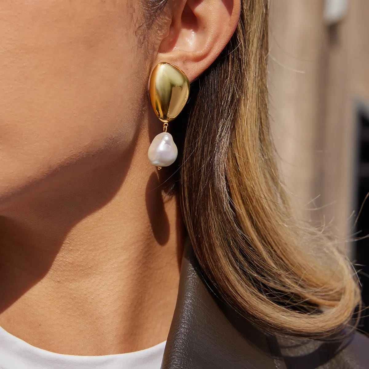 Golden Pearl Earrings