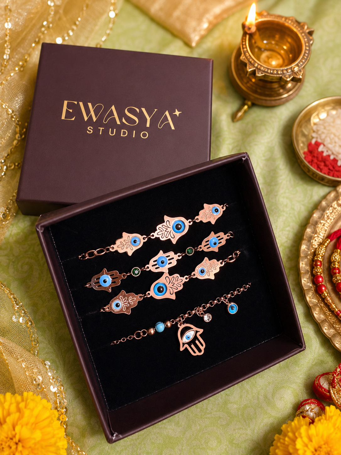 Rose Gold 4 Rakhi combo