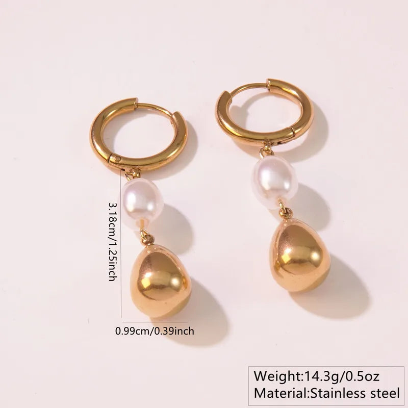 Pearl Drop Hoop Earrings