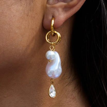 Luna Pearl Drop Hoops