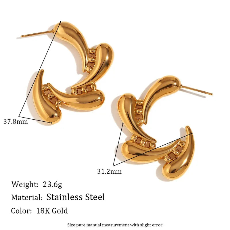 Gold Liquid Curve Hoop Earrings