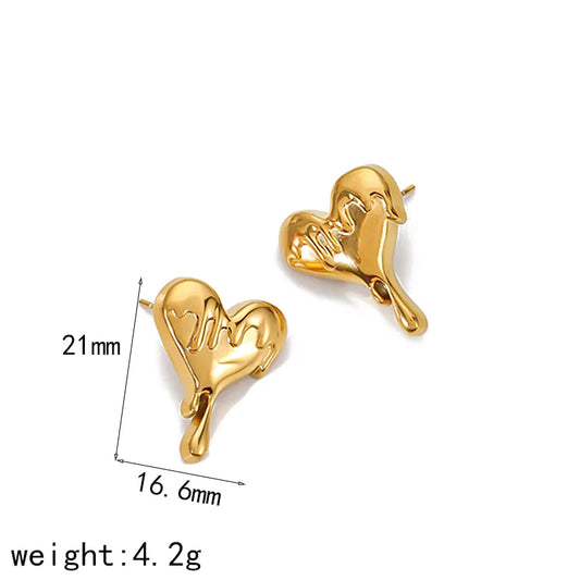 Molten Heart Stud Earrings