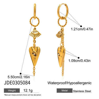 Evil Eye Heart Hoop Earrings