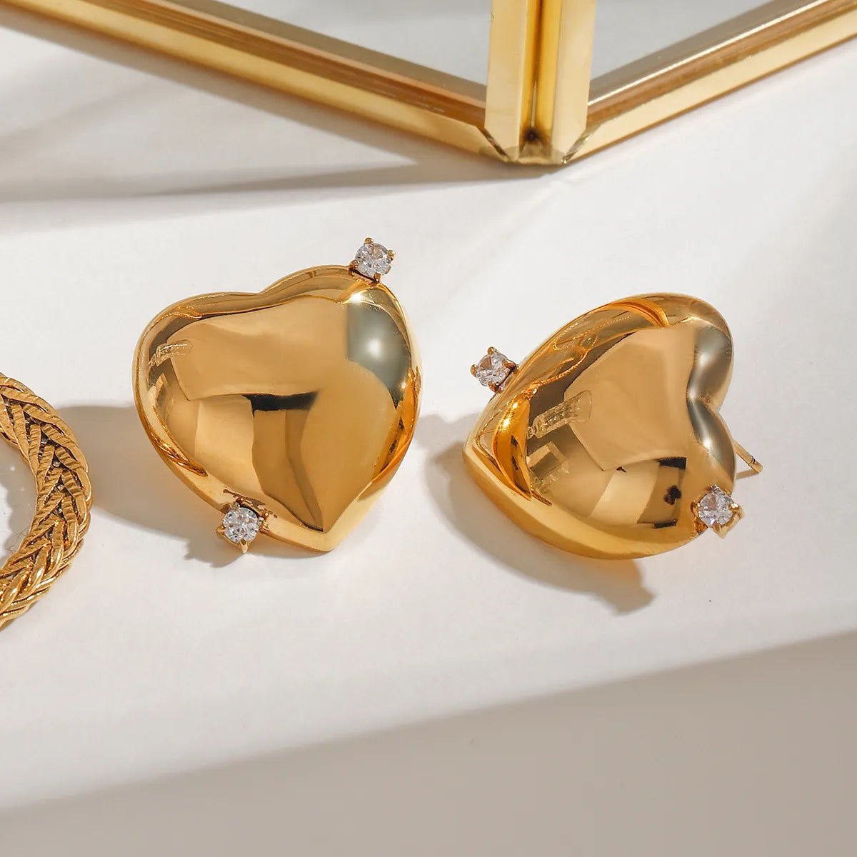 Lustre Heart Stud Earrings