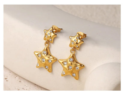 Gold Star Dangler Earrings