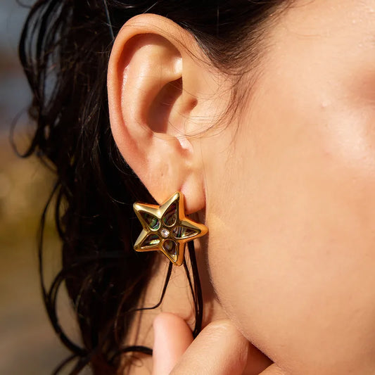 Star Mother of Pearl Stud Earrings