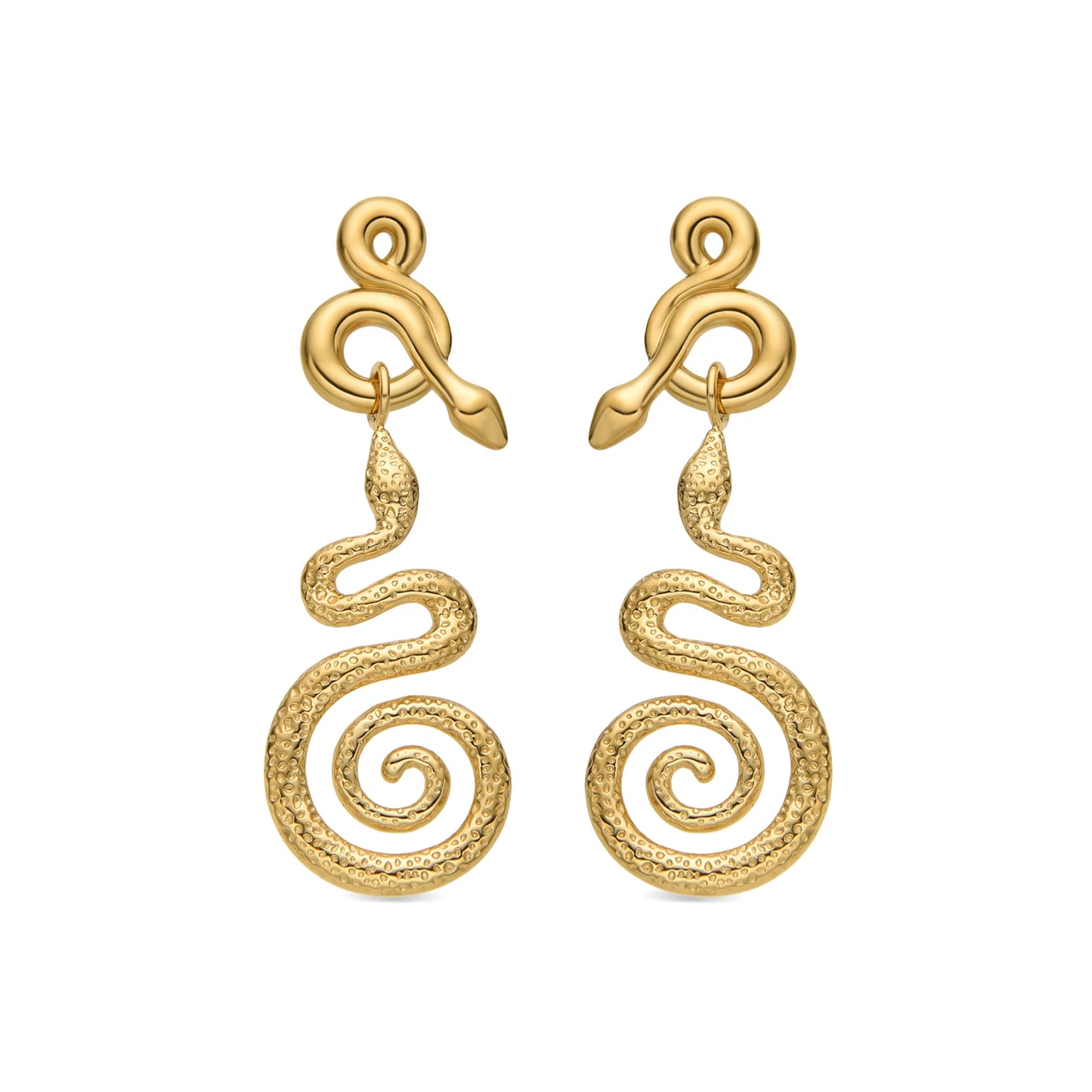 Gold Serpent Spiral Earrings