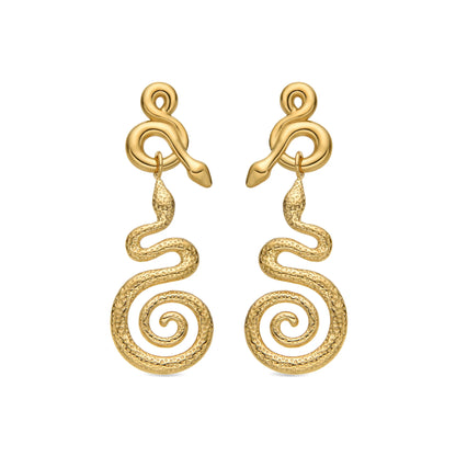 Gold Serpent Spiral Earrings