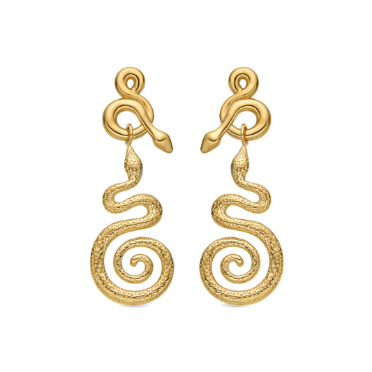 Gold Serpent Spiral Earrings