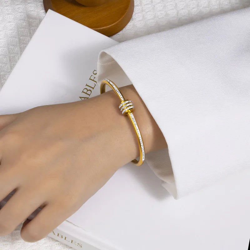Gold plated screw bangle