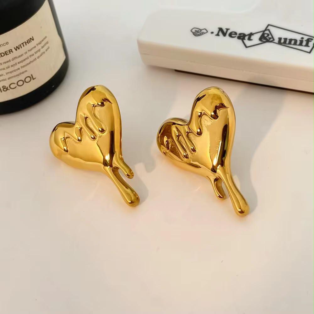 Molten Heart Stud Earrings