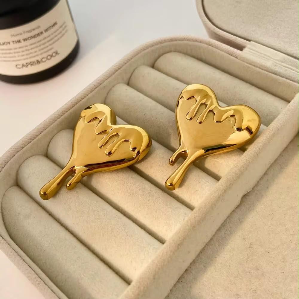 Molten Heart Stud Earrings