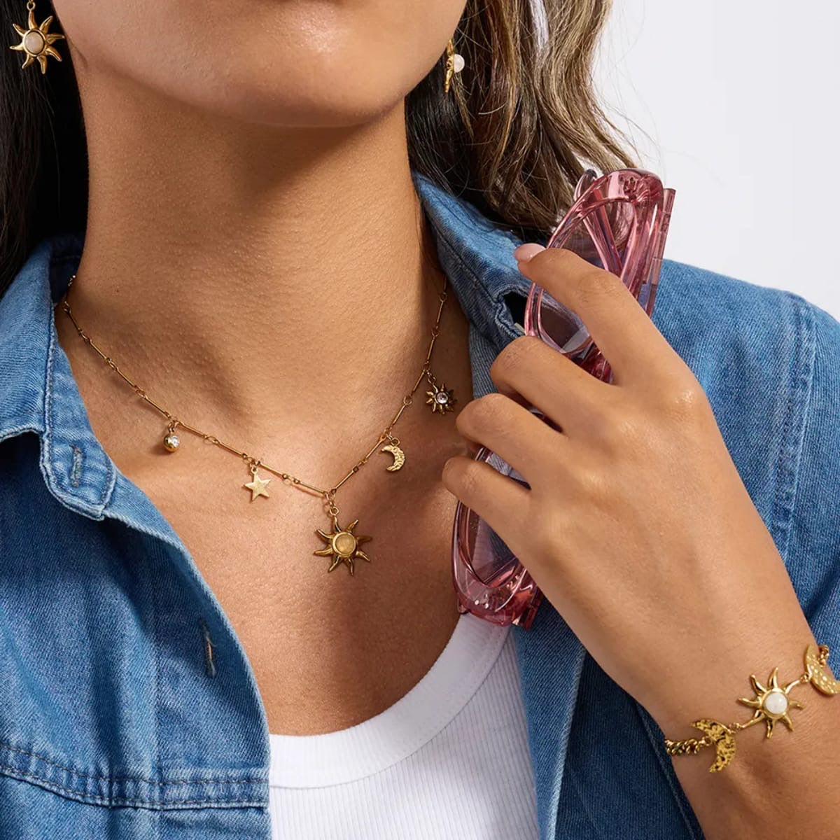 Gold Celestial Charm Necklace