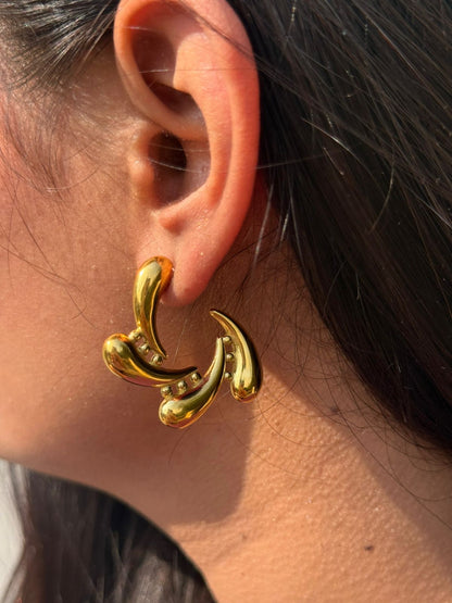Gold Liquid Curve Hoop Earrings