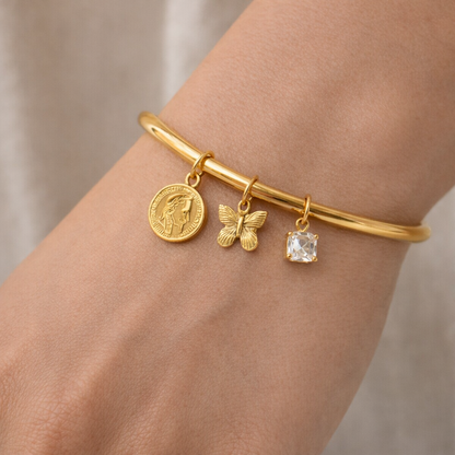 Gold Royal Charm Bangle For Women