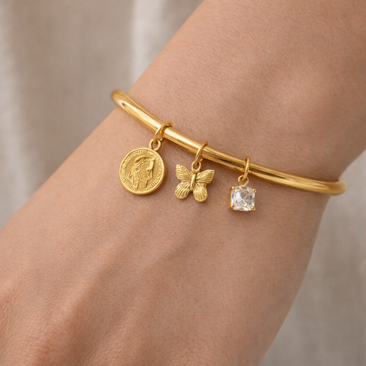Gold Royal Charm Bangle For Women